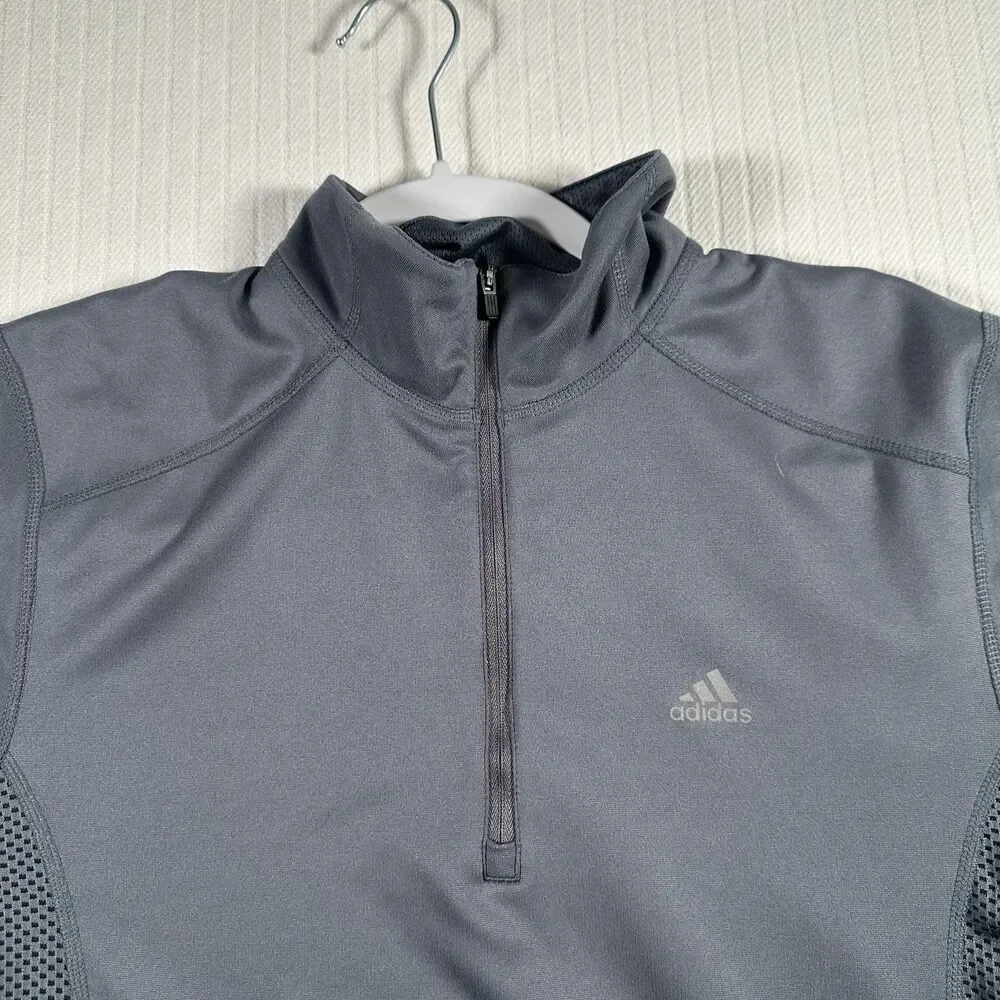 Adidas Men’s Medium Gray 1/4 Zip Performance Shirt Short Sleeve Athletic Golf